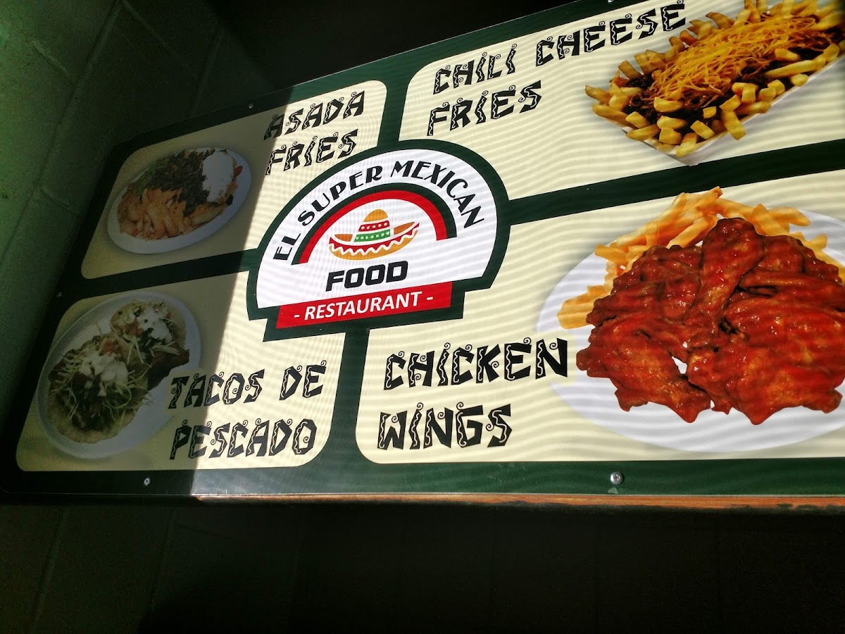 El Super Mexican food menu board