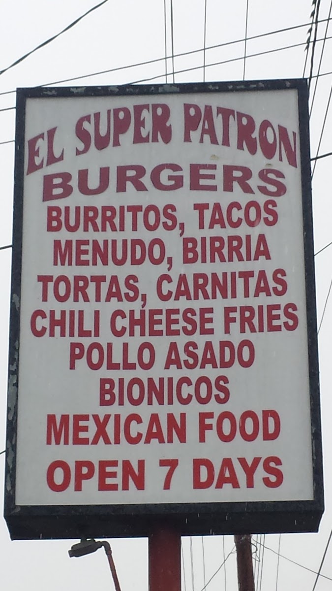 El Super Mexican food menu board