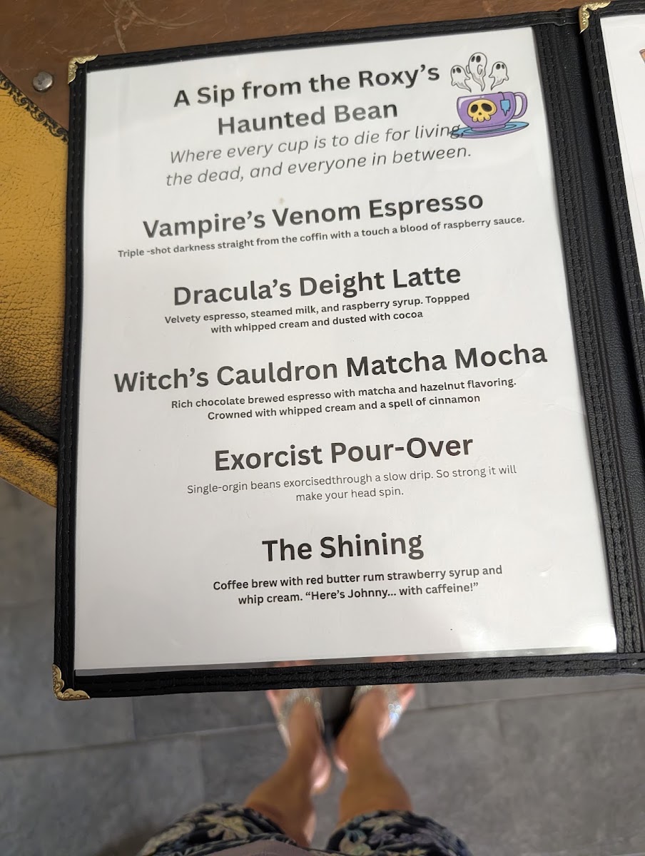 Roxy's Sweet Nightmares-A Horror Cafe menu board