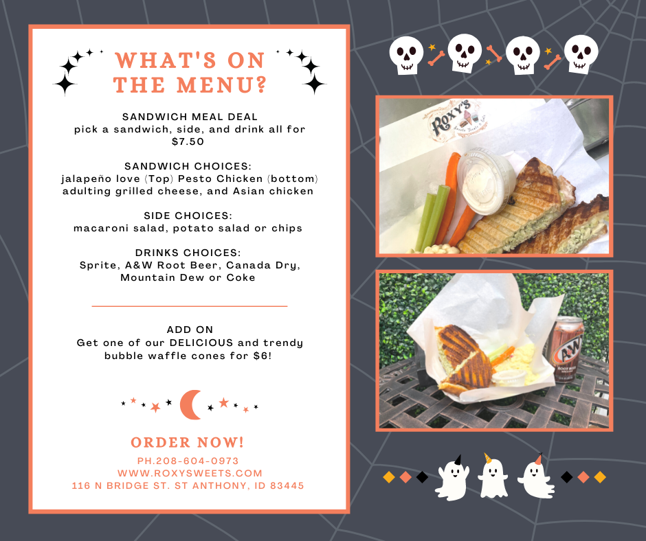 Roxy's Sweet Nightmares-A Horror Cafe menu board