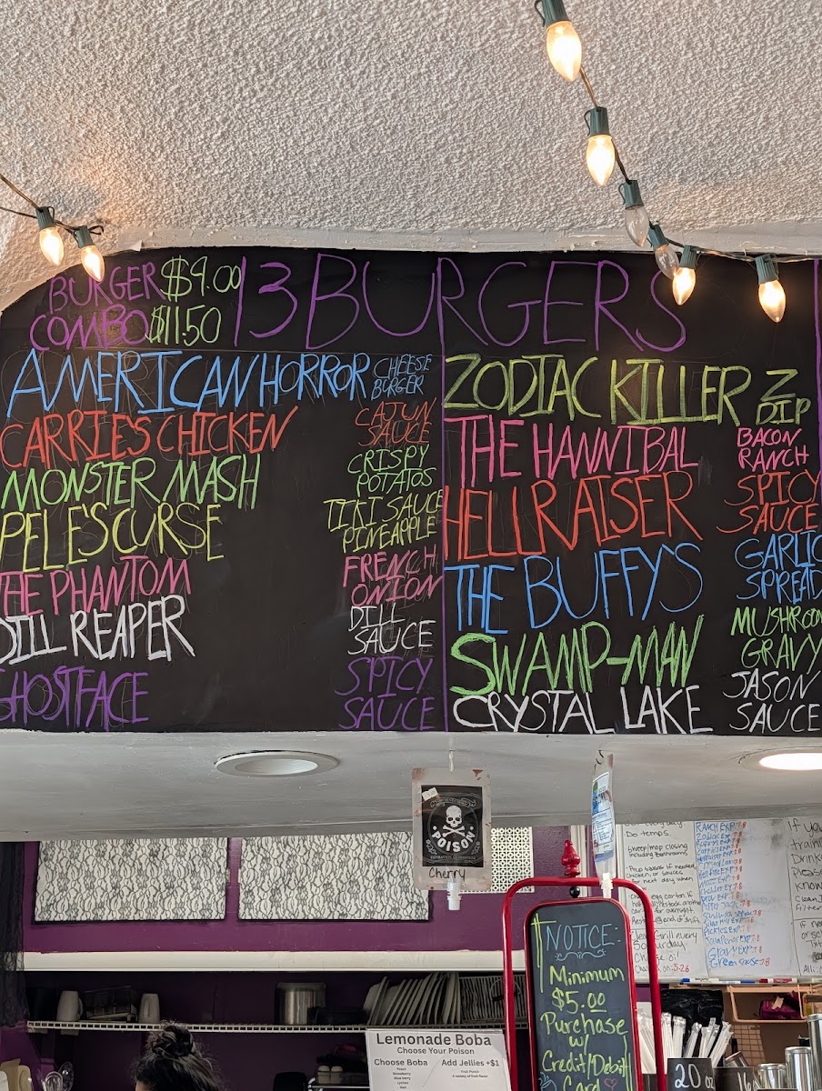 Roxy's Sweet Nightmares-A Horror Cafe menu board