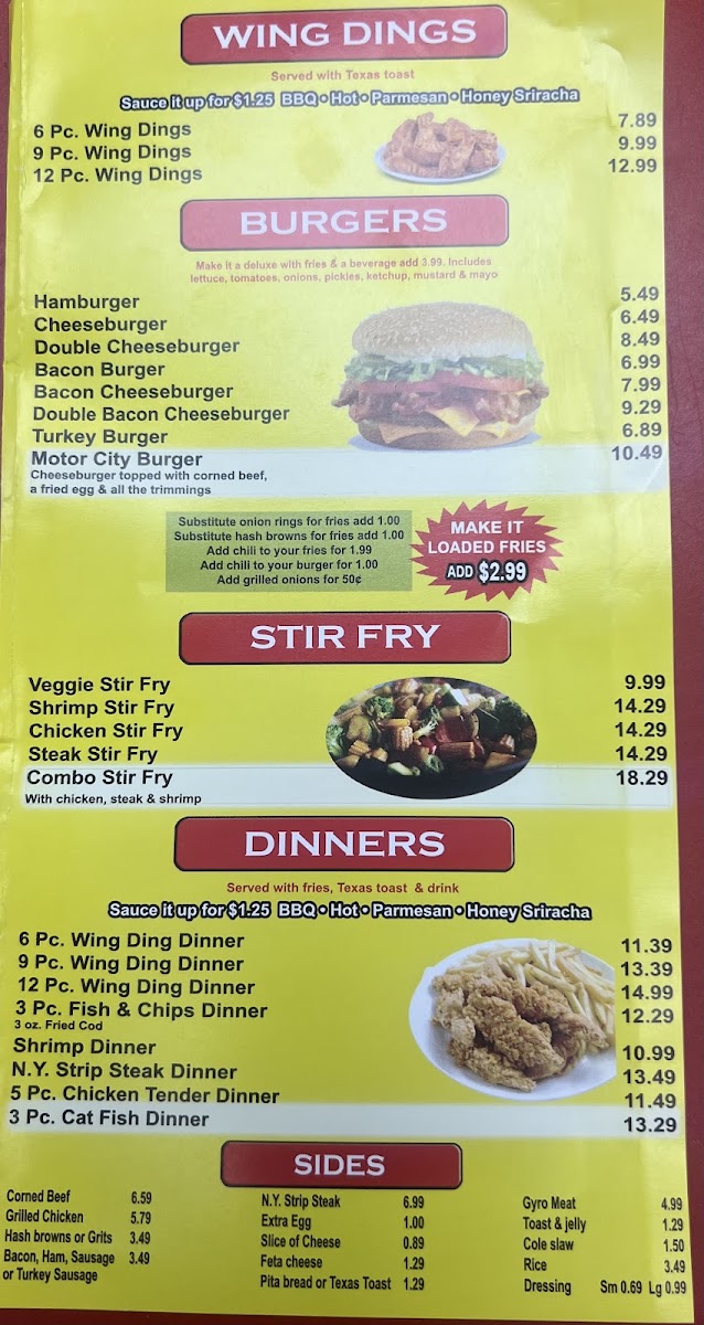 Motor City Coney Island - 7 Mile/Schaefer menu board