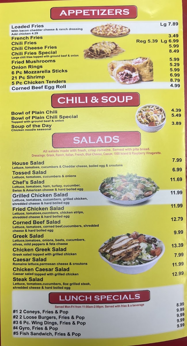 Motor City Coney Island - 7 Mile/Schaefer menu board