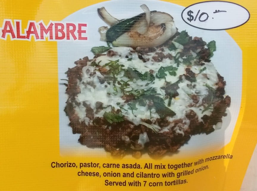 Taqueria Guillen menu board