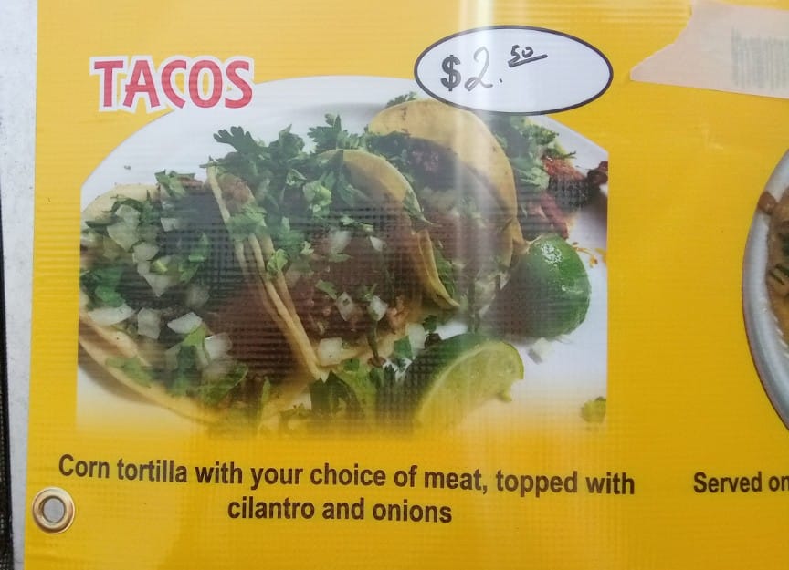 Taqueria Guillen menu board