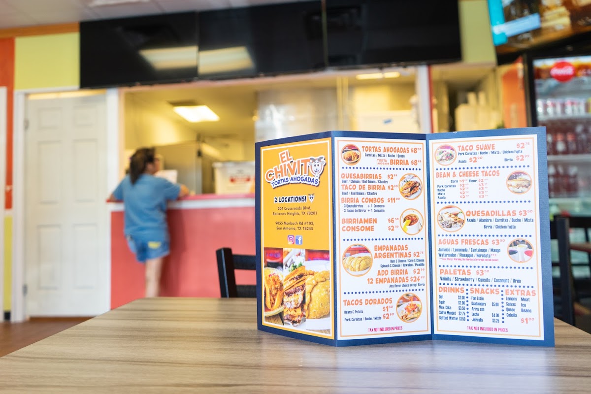 Tortas Ahogadas El Chivito menu board