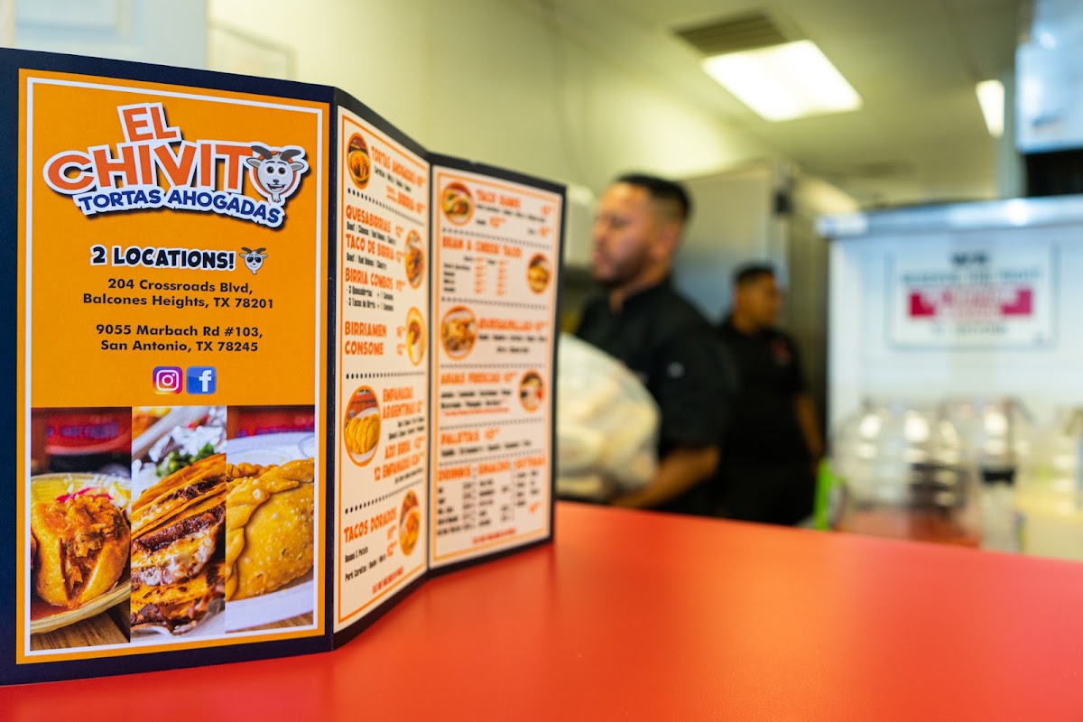 Tortas Ahogadas El Chivito menu board