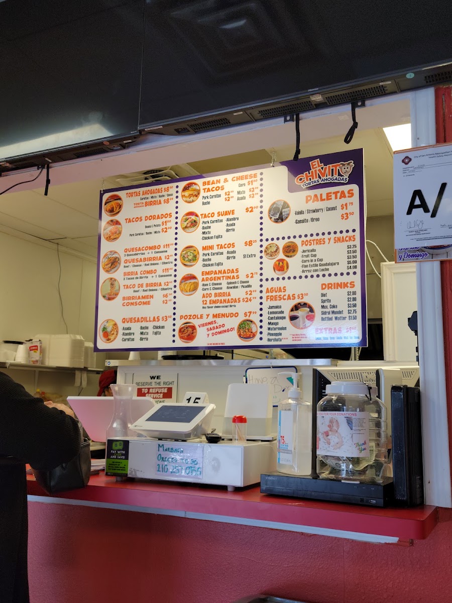 Tortas Ahogadas El Chivito menu board