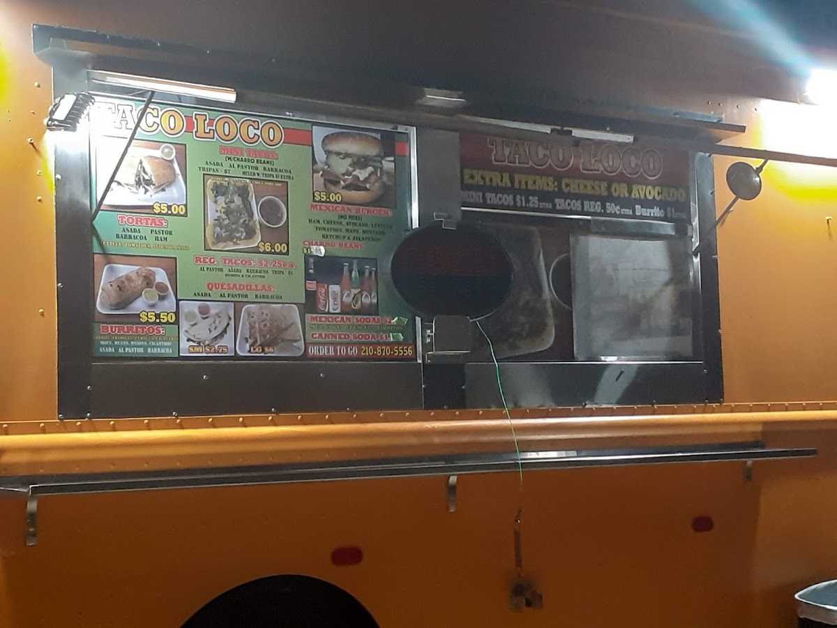 Taco Loco (Food Truck) menu board