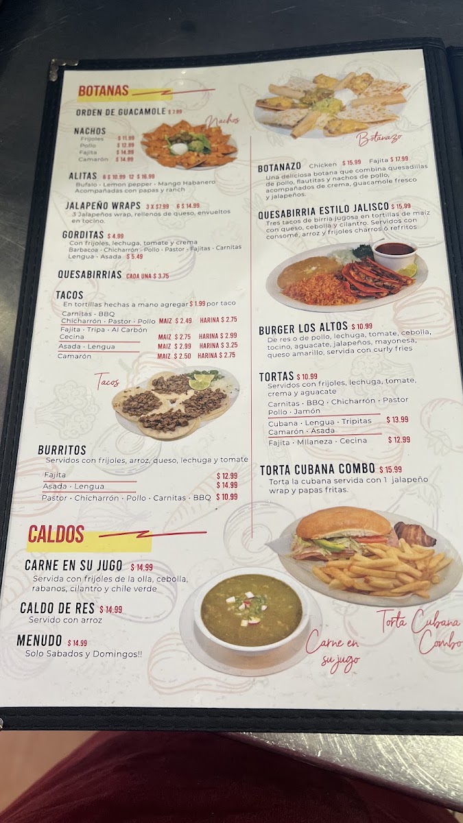 Los Altos De Jalisco Mexican Restaurant #3 menu board