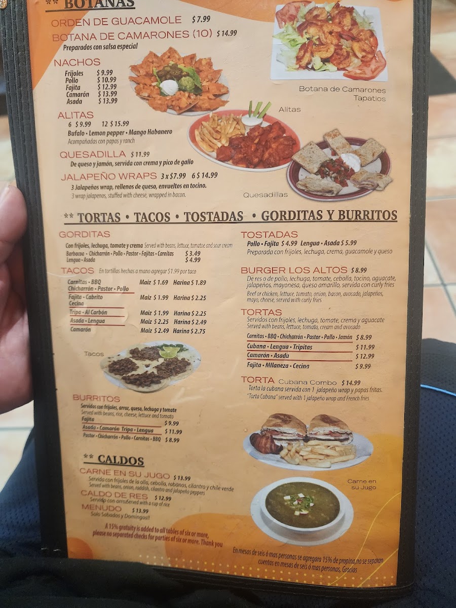 Los Altos De Jalisco Mexican Restaurant #3 menu board