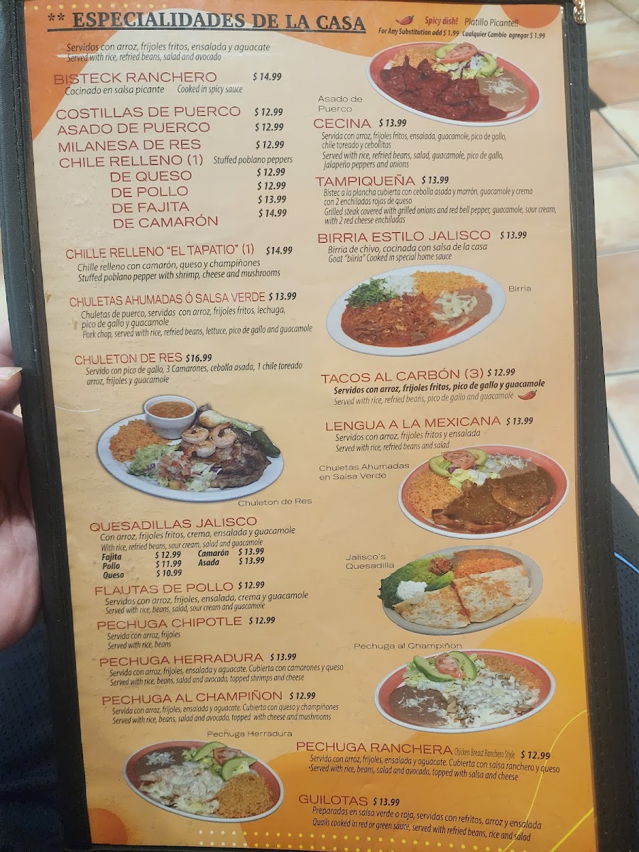 Los Altos De Jalisco Mexican Restaurant #3 menu board