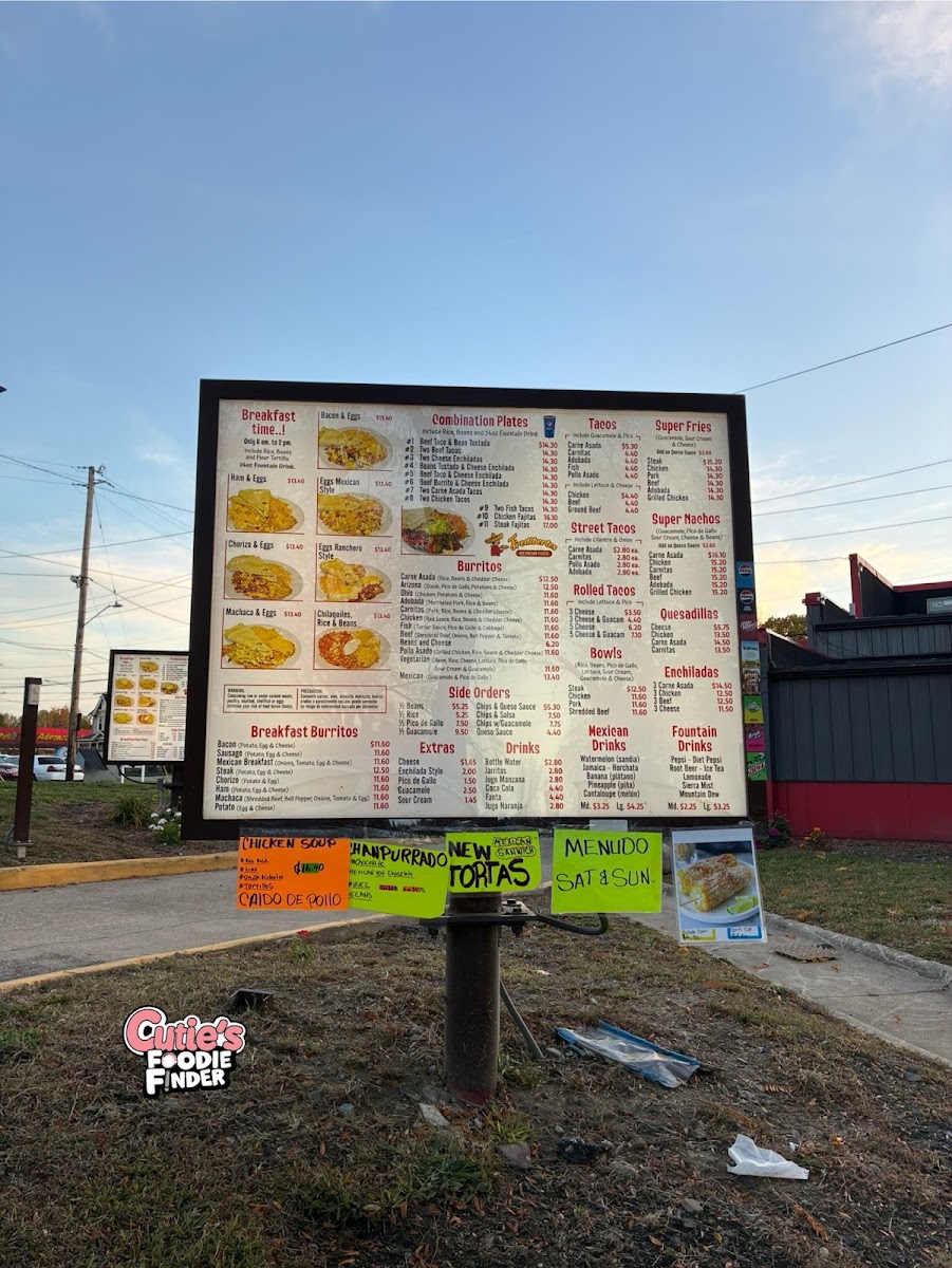 Frediberto’s Mexican Food® menu board