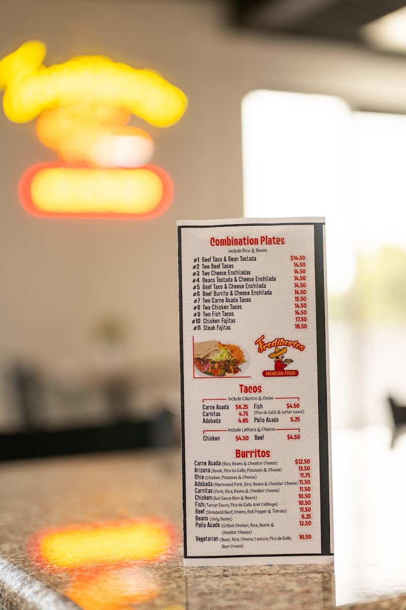 Frediberto’s Mexican Food® menu board