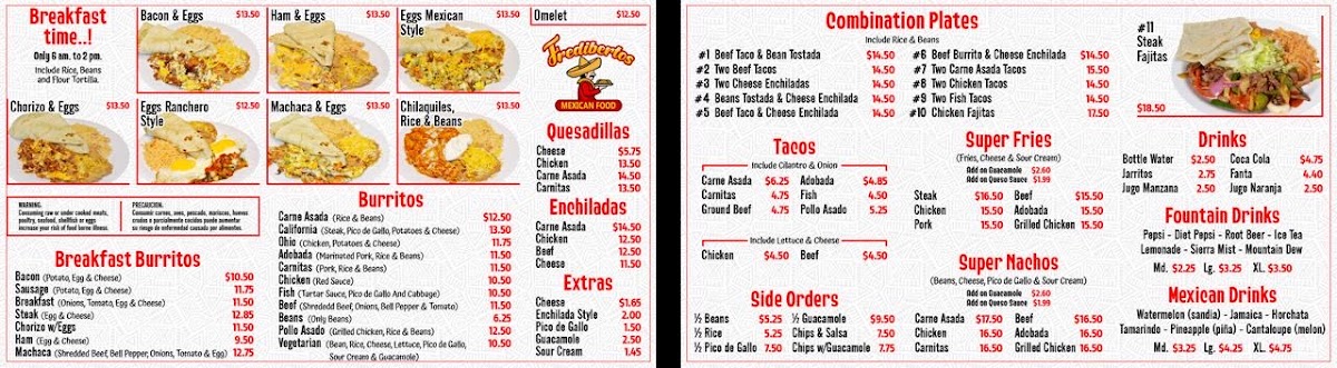Frediberto’s Mexican Food® menu board