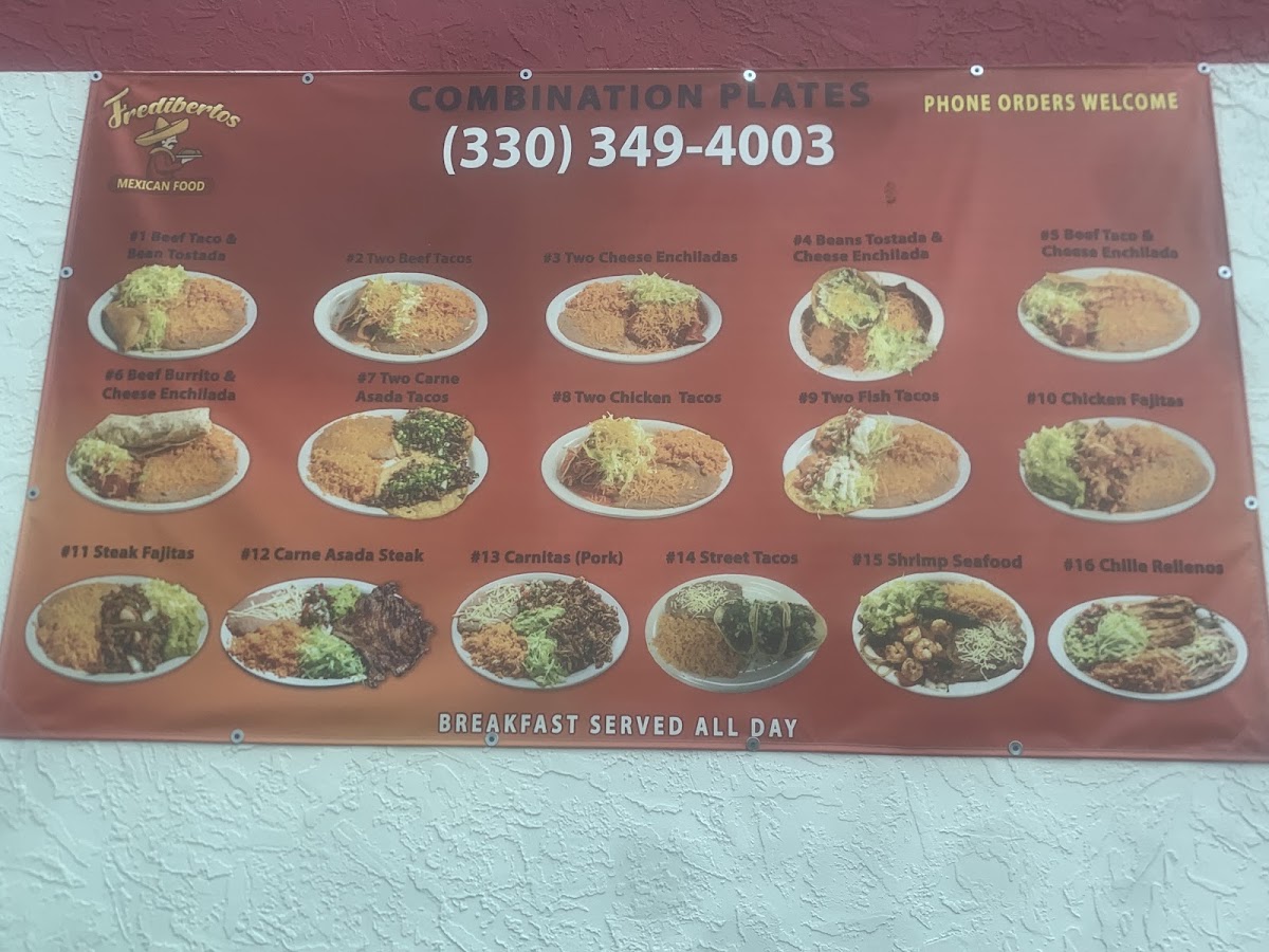 Frediberto’s Mexican Food® menu board