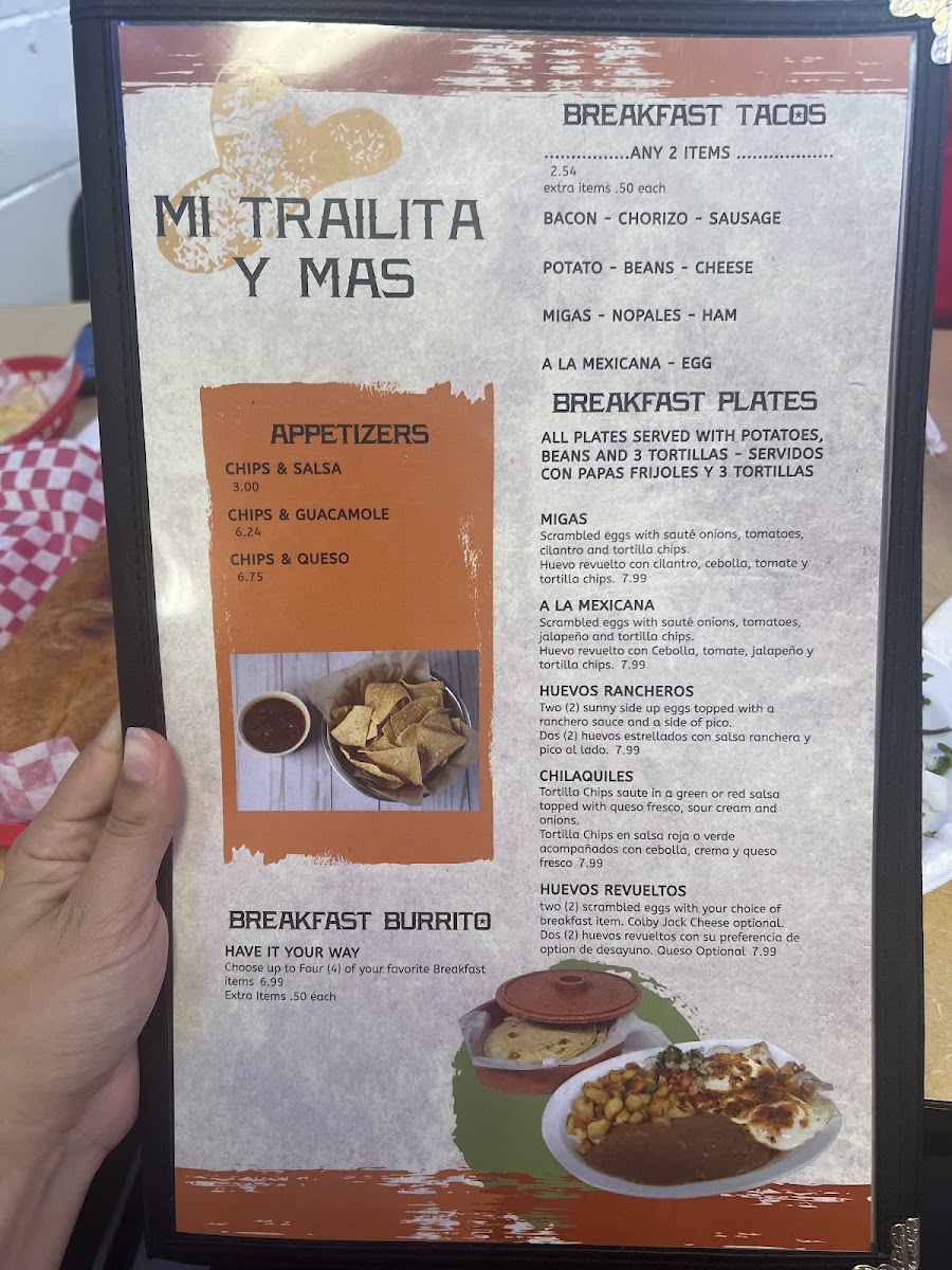 Taqueria Mi Trailita menu board