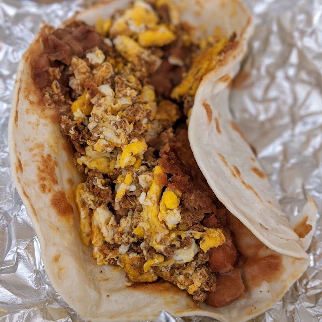 Chorizo Egg and Bean Taco
