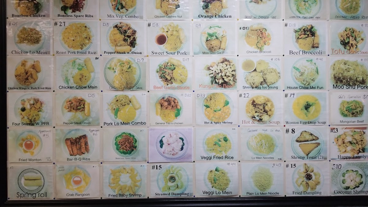 Chung Chinese Restaurant menu board