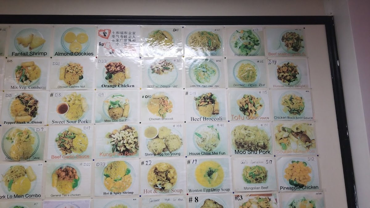 Chung Chinese Restaurant menu board