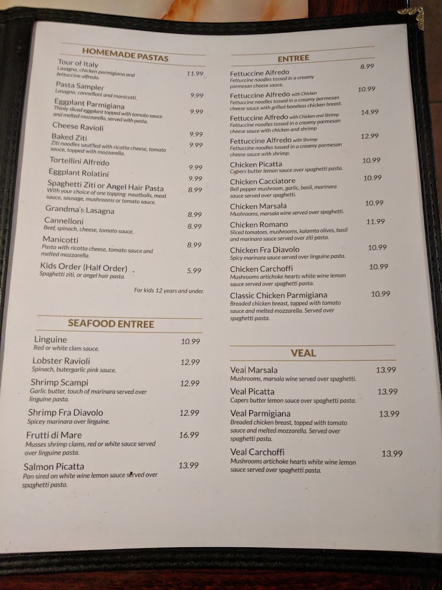 Giovanni's Italian Restaurant menu board