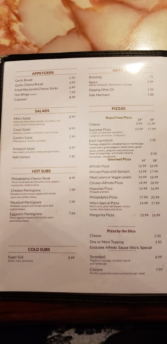 Giovanni's Italian Restaurant menu board