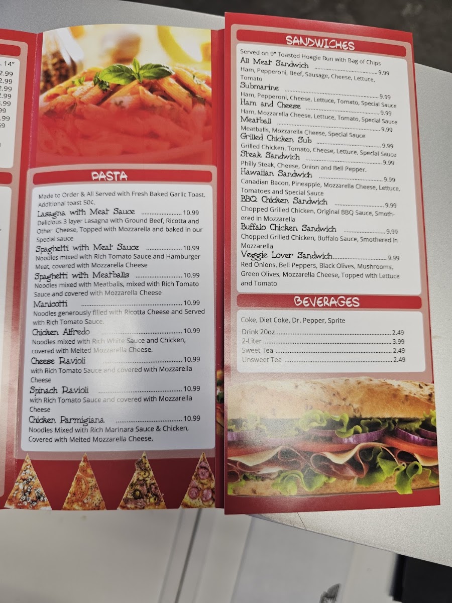 Milano's Pizza Grandview menu board