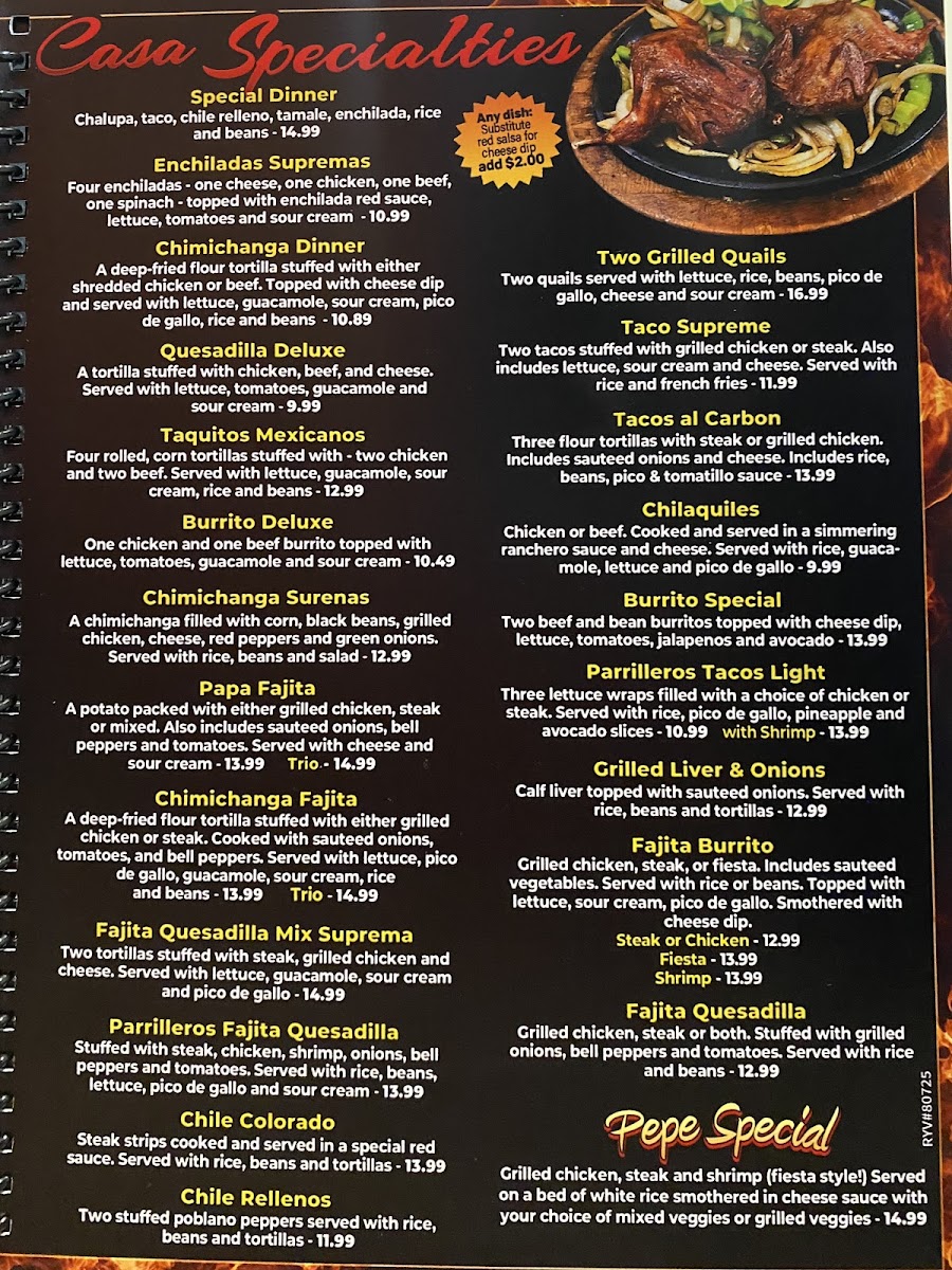 los parrilleros mexican grill & bar menu board