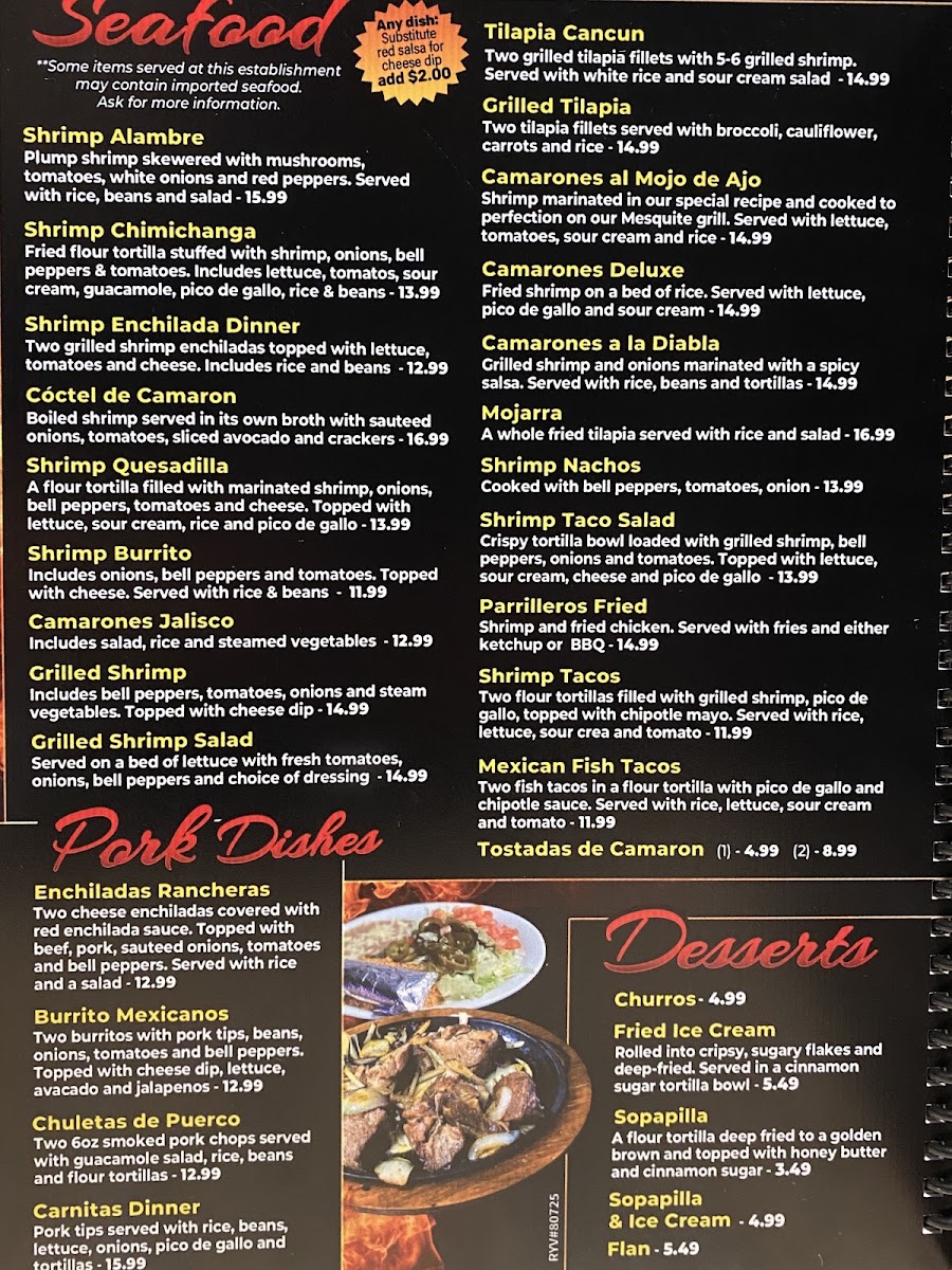 los parrilleros mexican grill & bar menu board