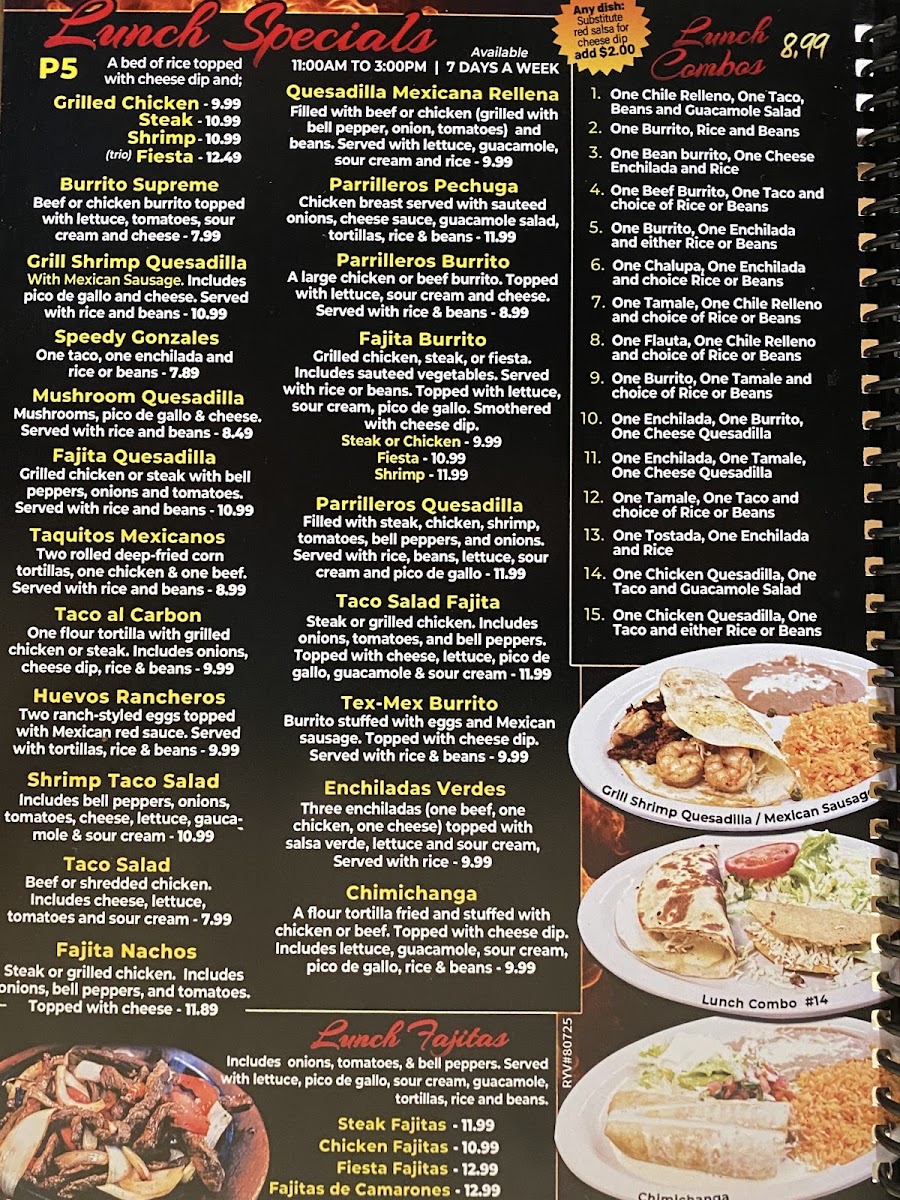 los parrilleros mexican grill & bar menu board