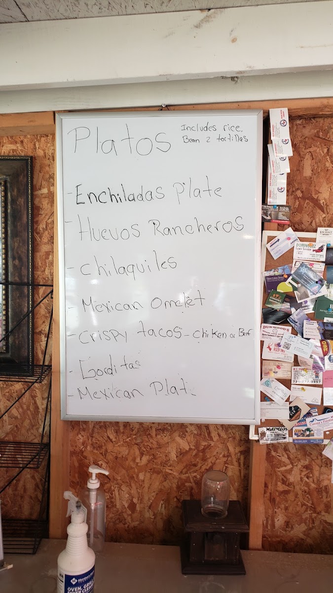 Tacos la cocinita menu board