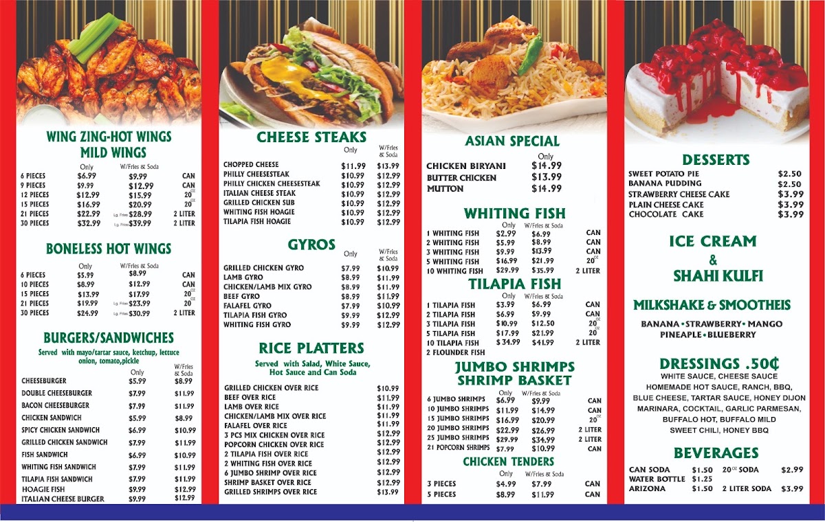 Halal American Fried Chicken menu board