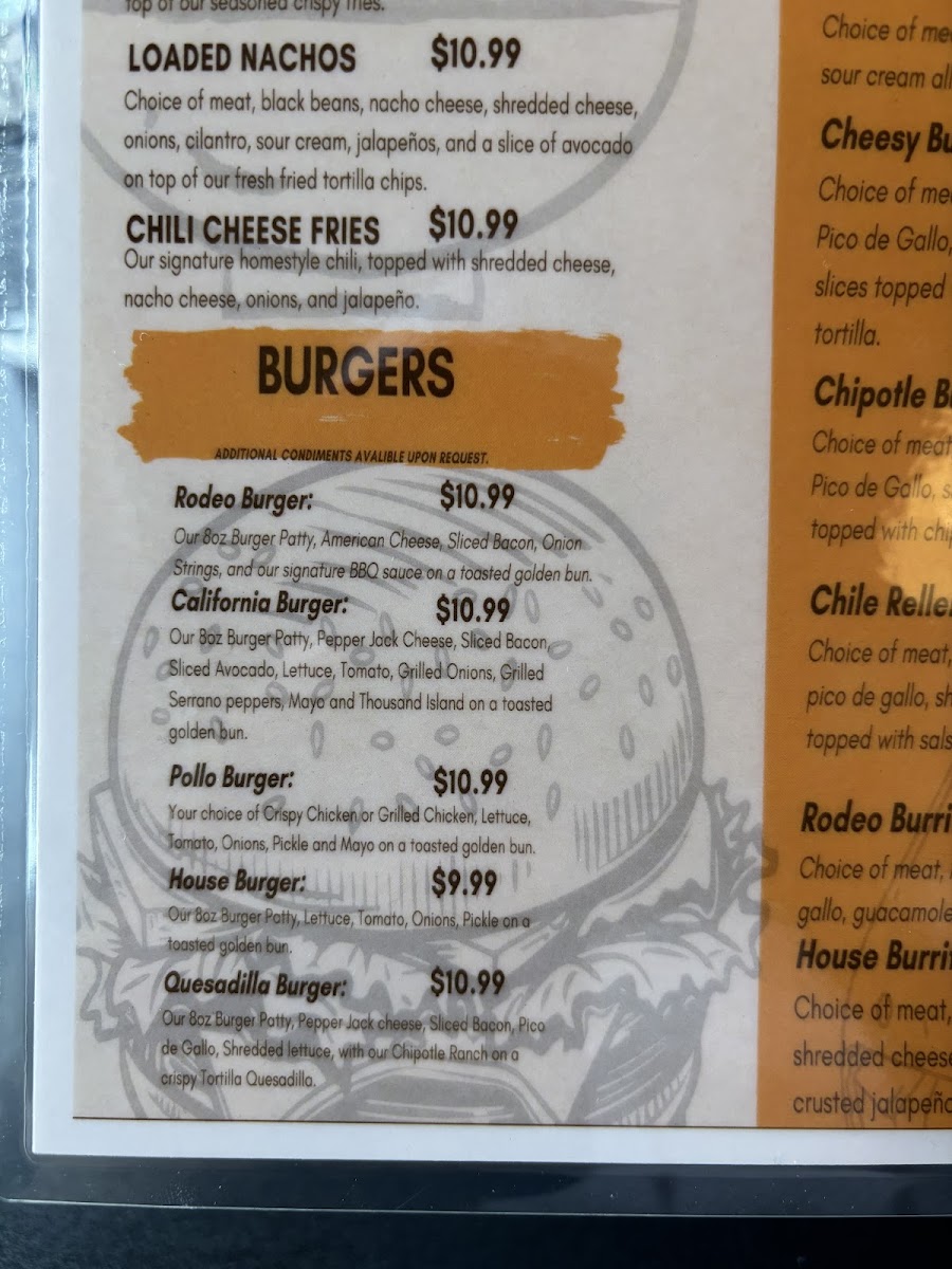 Route 66 Burrito House menu board