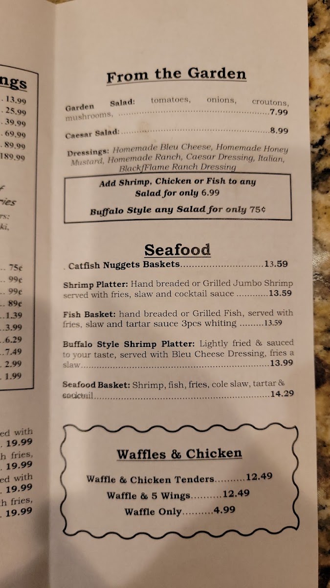 J.R. Crickets Riverdale menu board