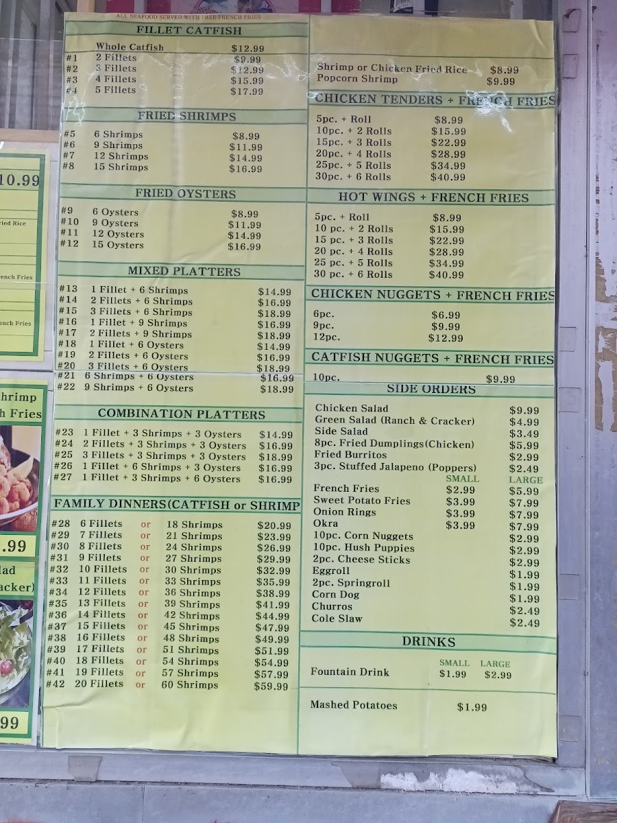 John's Seafood menu board
