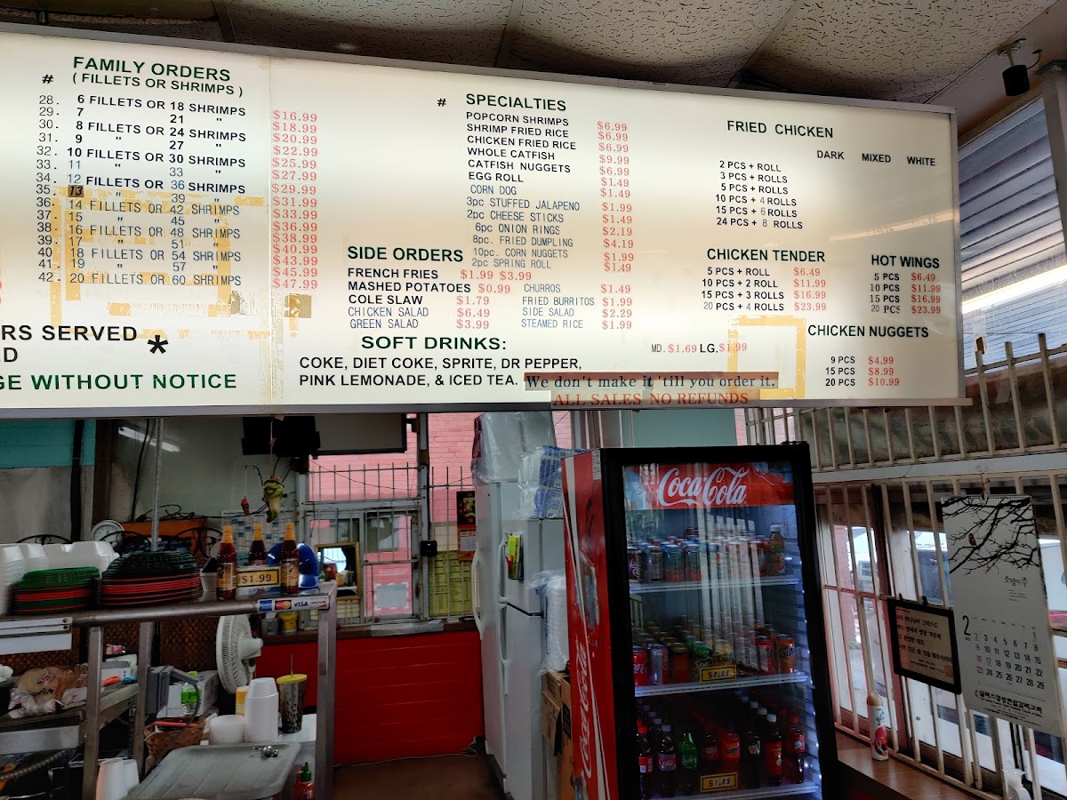 John's Seafood menu board