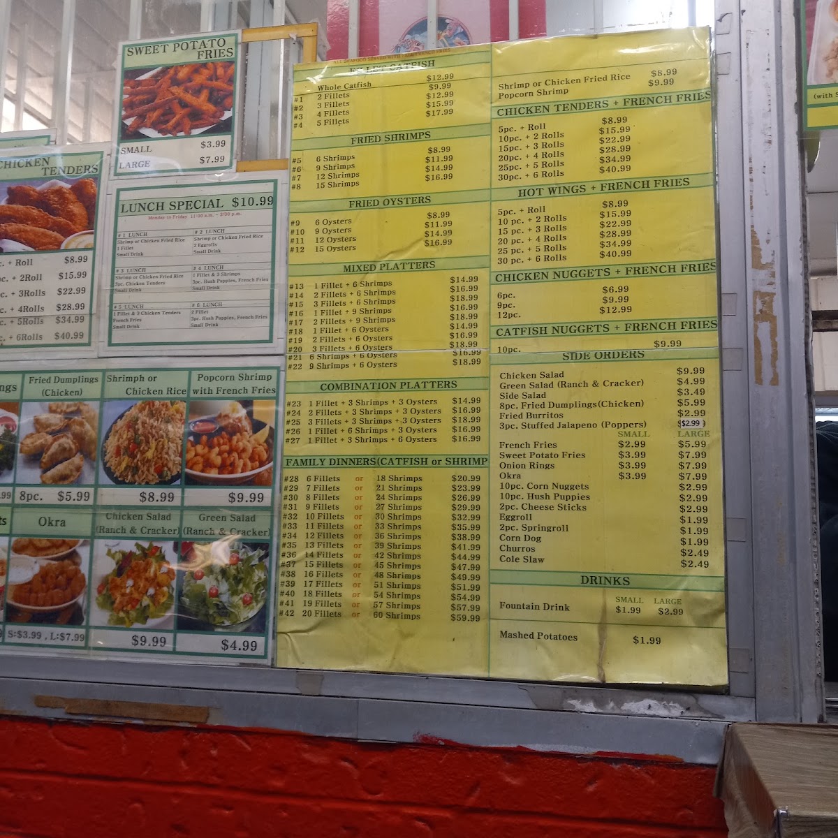 John's Seafood menu board