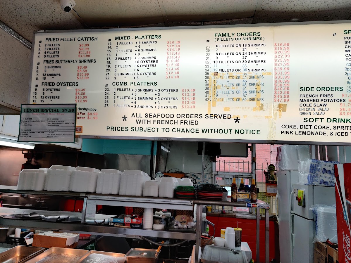 John's Seafood menu board
