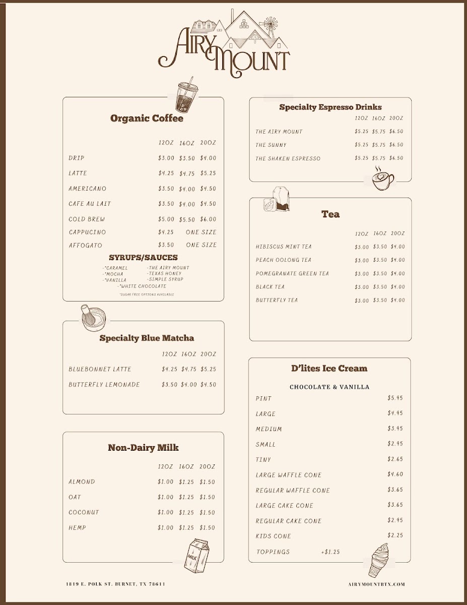 Airy Mount menu board