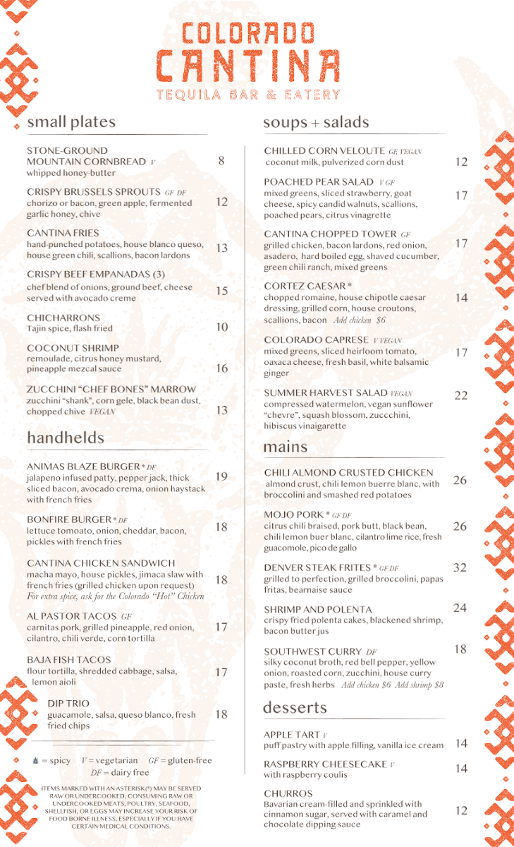 Colorado Cantina menu board