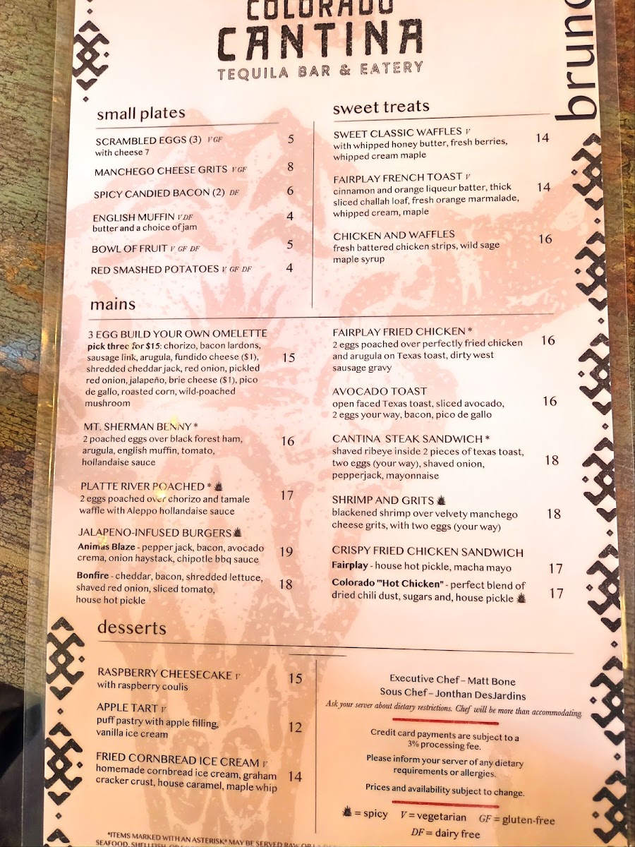 Colorado Cantina menu board