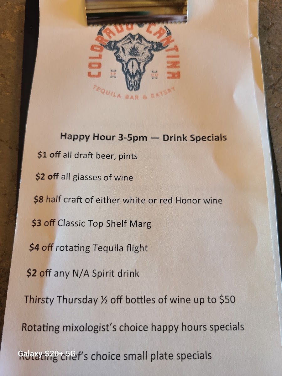 Colorado Cantina menu board