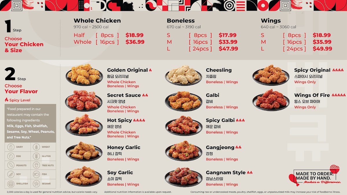 bb.q Chicken Dublin menu board