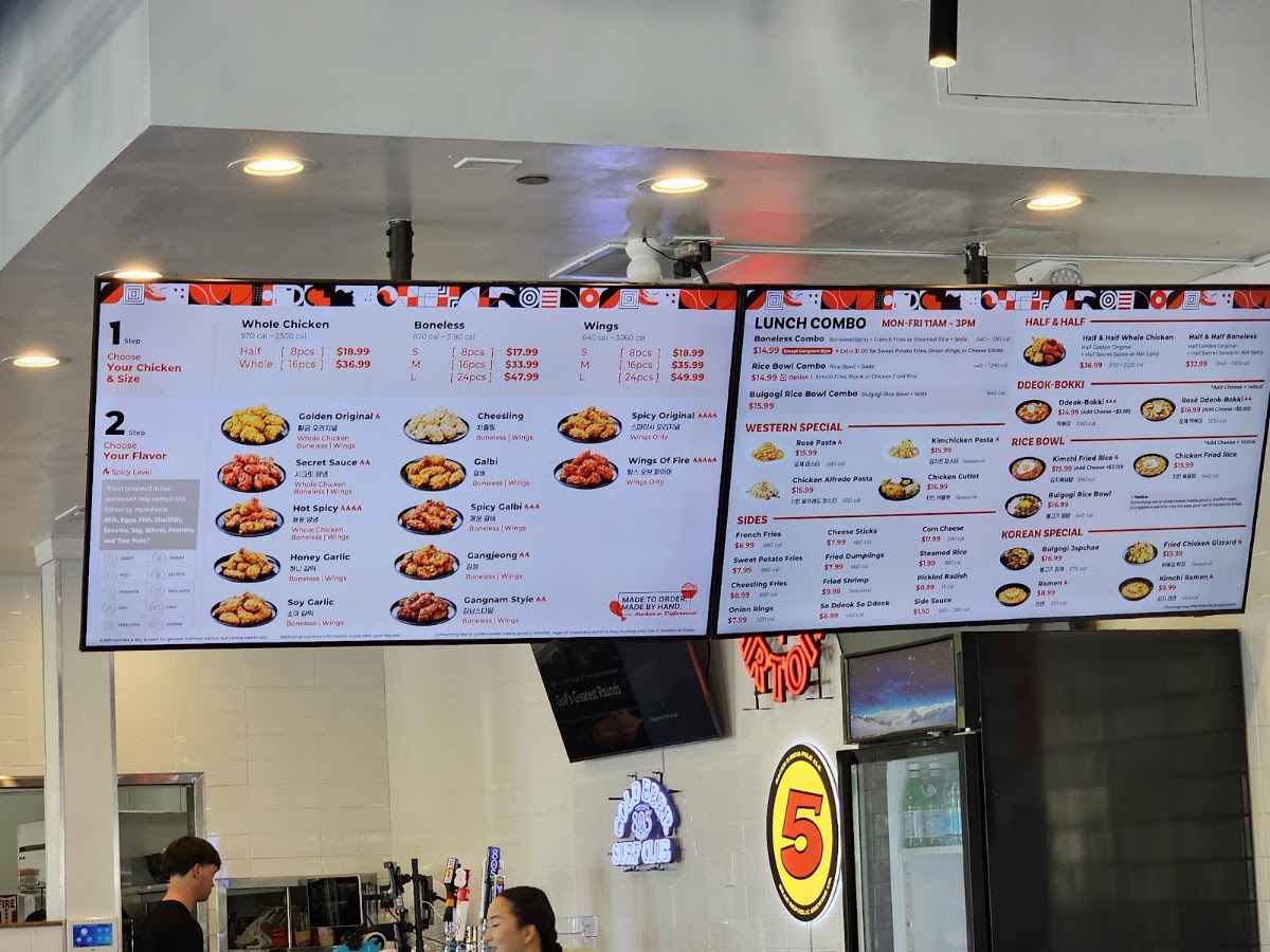 bb.q Chicken Dublin menu board