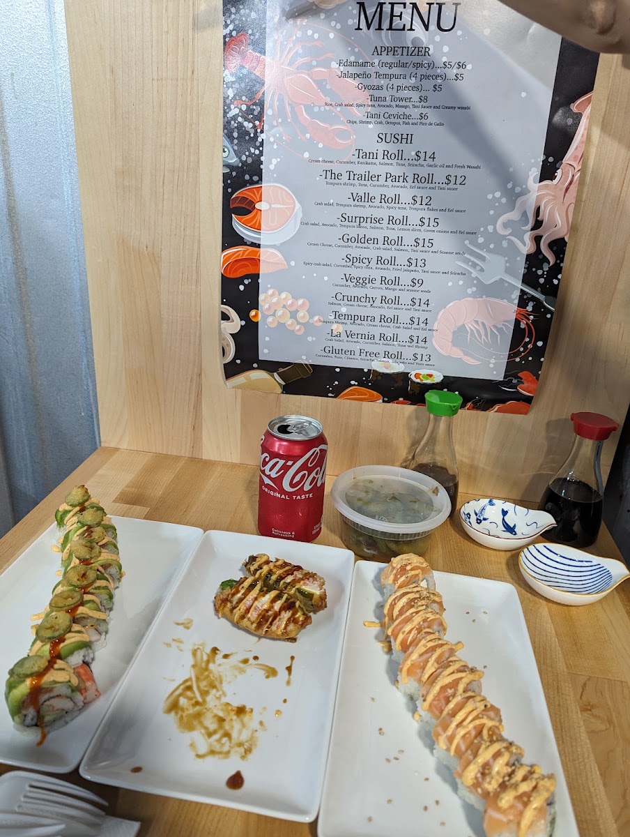 Sushi Tani menu board