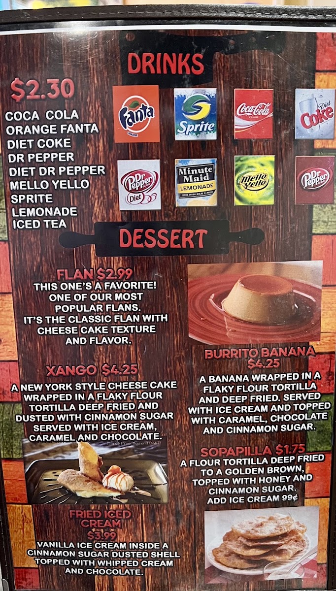 Los Cabos Mexican Restaurant menu board