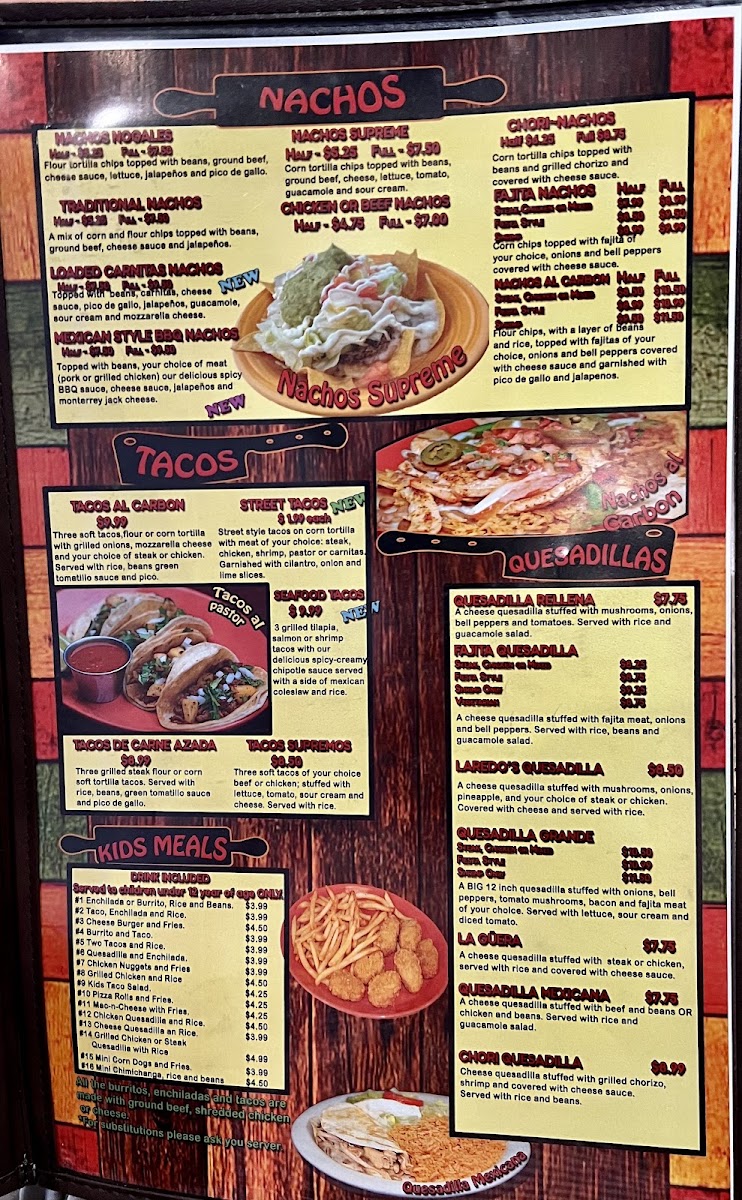 Los Cabos Mexican Restaurant menu board