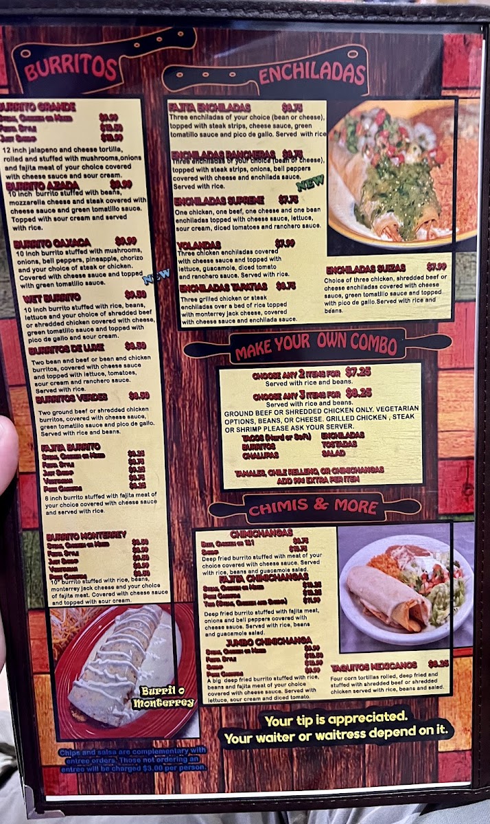 Los Cabos Mexican Restaurant menu board