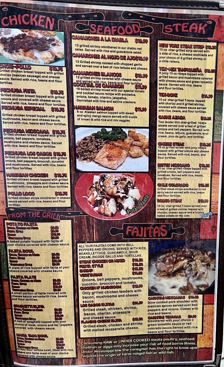 Los Cabos Mexican Restaurant menu board