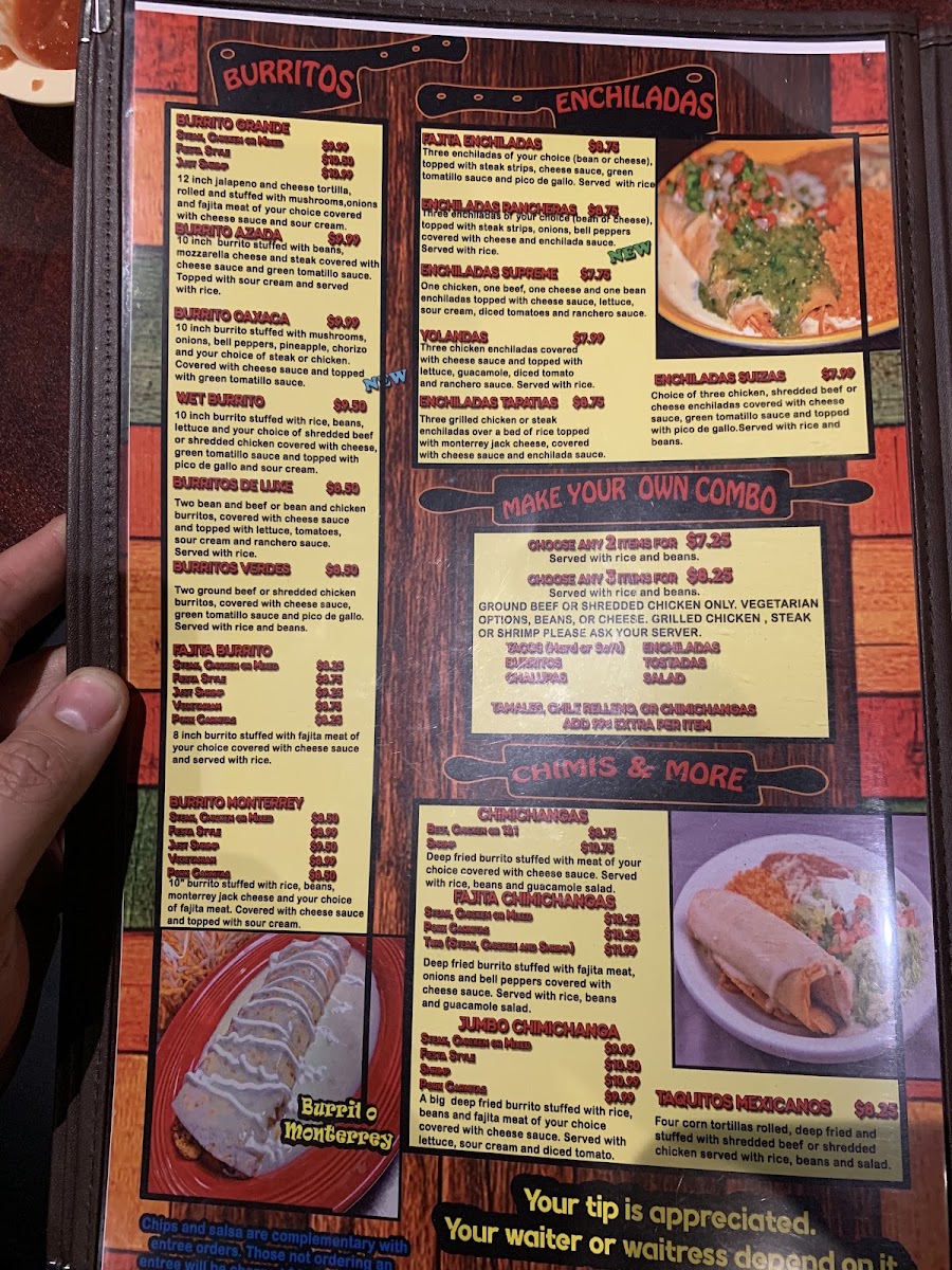 Los Cabos Mexican Restaurant menu board